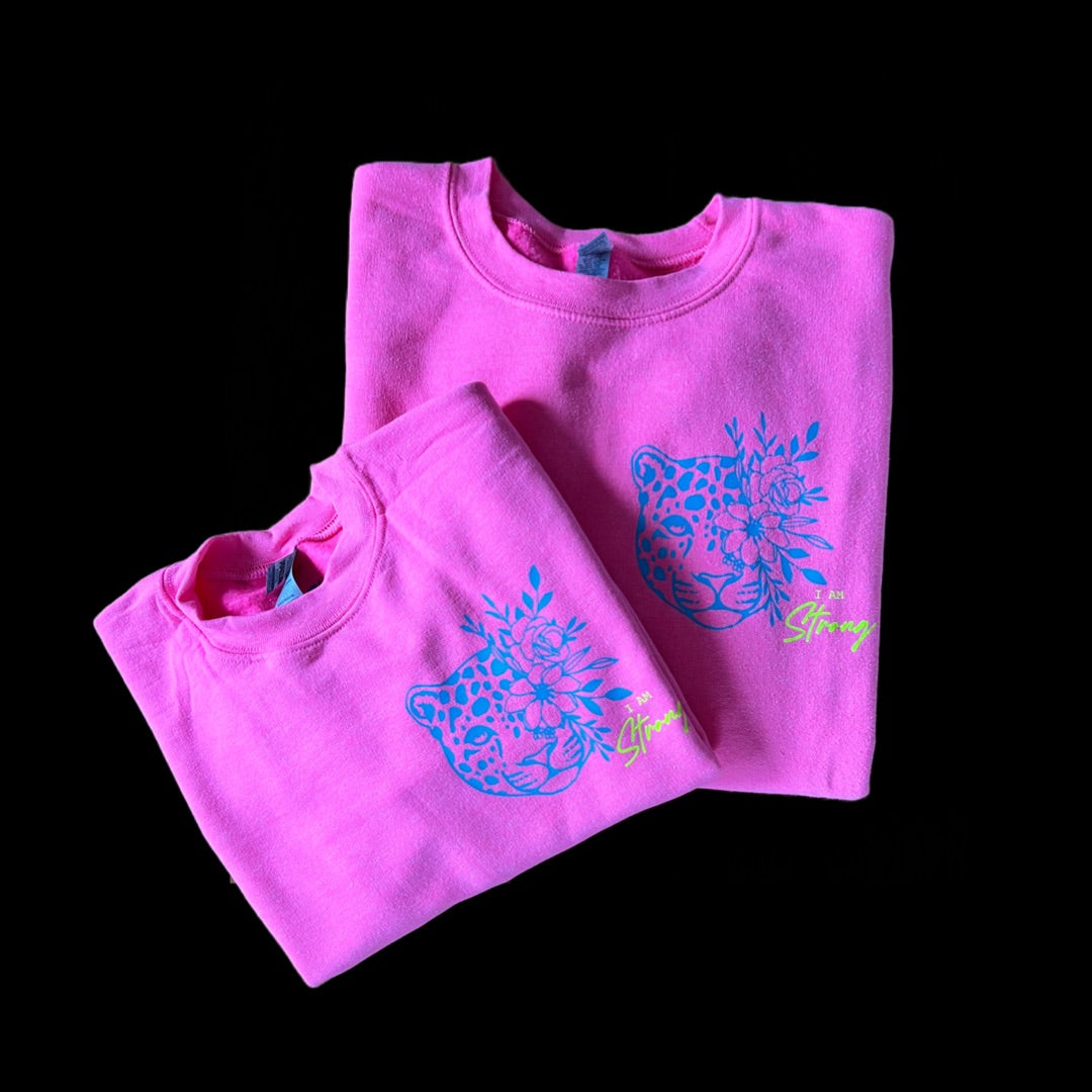 Good Vibes Leo Pullover für Kinder in neonpink