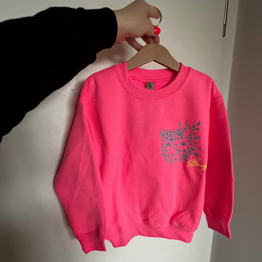 Good Vibes Leo Pullover für Kinder in neonpink