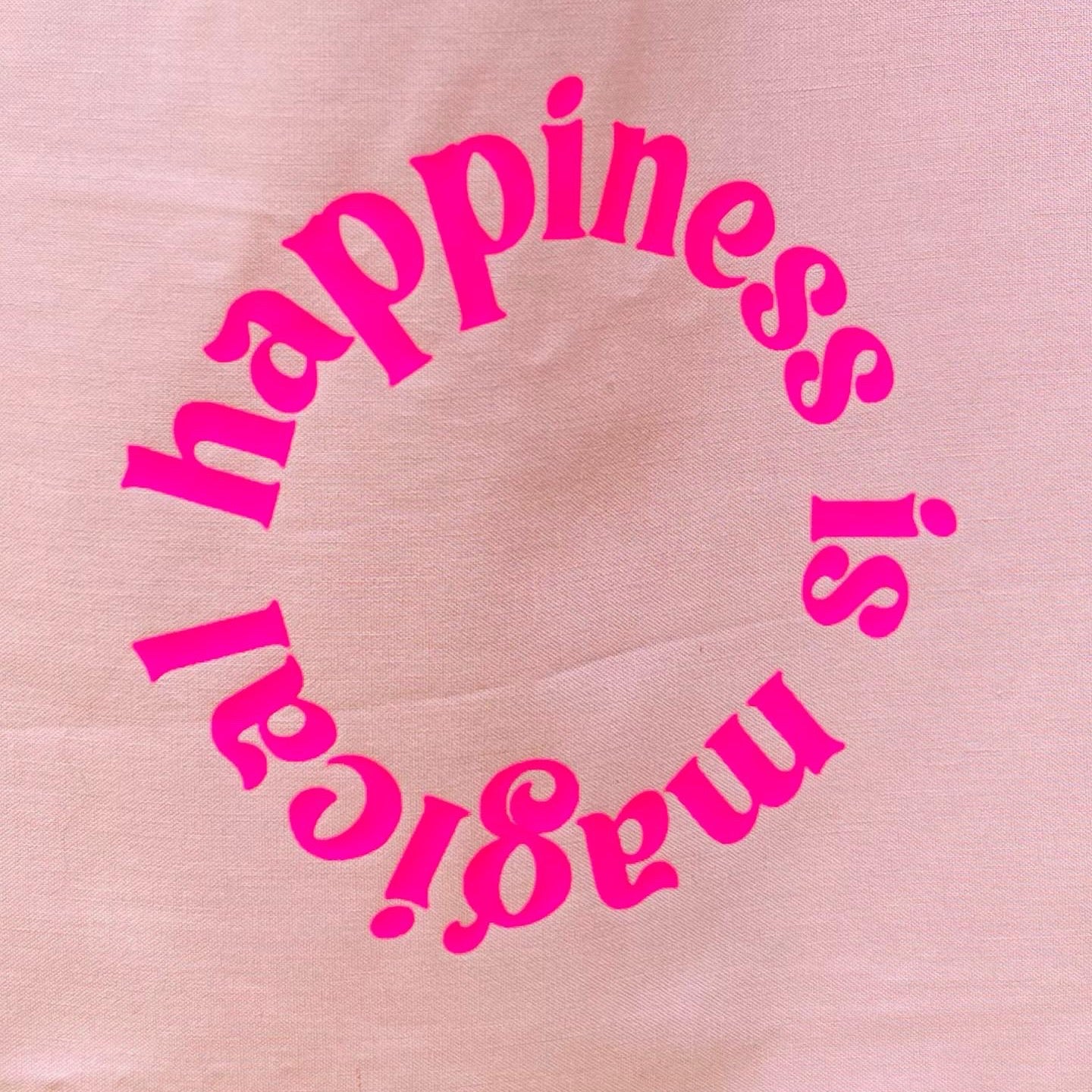 Statement Shopper Tasche "happiness" purple rose neonpink zoom