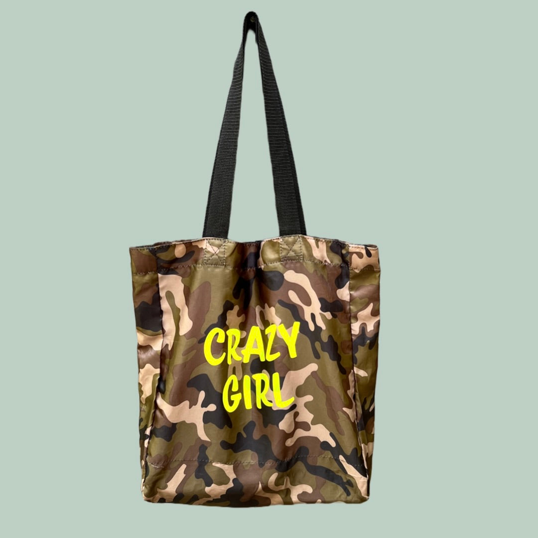 Statement Shopper Tasche "crazy girl" camouflage neongelb