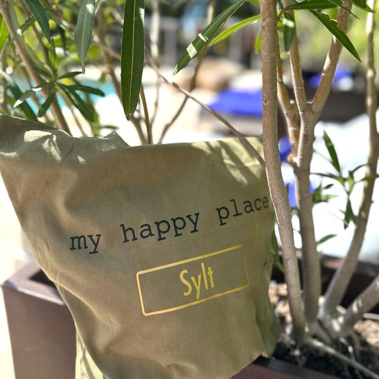 Stoffbeutel "my happy place" basil Edition